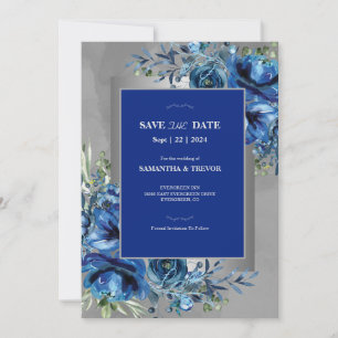 Invitation Silver & Sapphire : Annonce de réservation de date