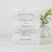 Invitation Silver scintille le code QR mariage RSVP (Debout devant)