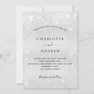 Invitation Silver scintille le code QR mariage RSVP