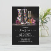 Invitation Silver Sequin Boots 21st Birthday Party (Debout devant)