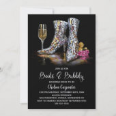Invitation Silver Sequin Boots and Bubbly Bridal Shower (Devant)