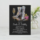 Invitation Silver Sequin Boots and Bubbly Bridal Shower (Debout devant)