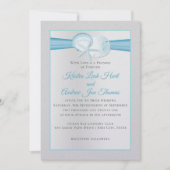 Invitation Silver Shells Tropical Blue Beach Mariage (Devant)