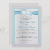 Invitation Silver Shells Tropical Blue Beach Mariage (Devant / Derrière)