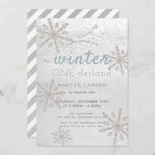 Invitation Silver Snowflake Hiver Onederland 1er anniversaire