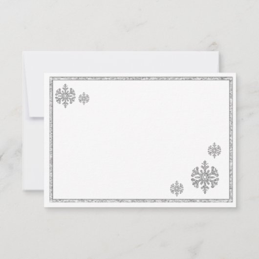 Invitation Silver Snowflake Mariage hiver RSVP (Dos)