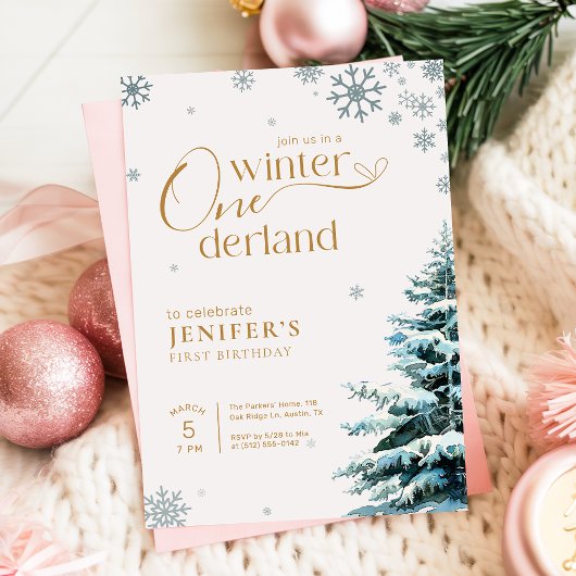 Invitation Silver Snowflake Winter Onderland 1st Birthday