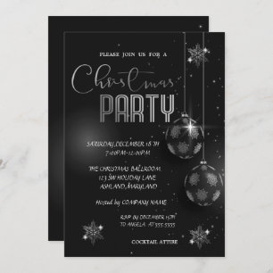 Invitation Silver Snowflakes Balls Christmas Corporated