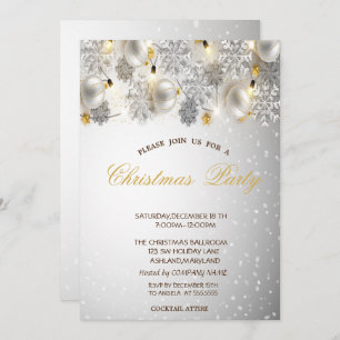 Invitation Silver Snowflakes, Balls Compagnie fête de Noël