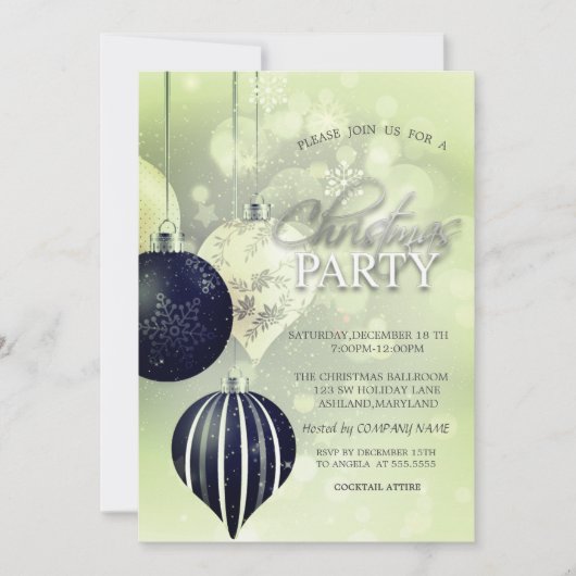 Invitation Silver Snowflakes, Balls Green Christmas Company (Devant)