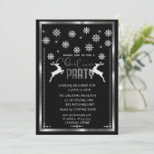 Invitation Silver Snowflakes, Deer Company fête de Noël (Debout devant)