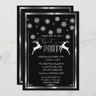 Invitation Silver Snowflakes, Deer Company fête de Noël
