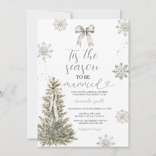 Invitation Silver Snowflakes Tis The Season to Be Married  (Devant)