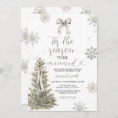 Invitation Silver Snowflakes Tis The Season to Be Married  (Devant / Derrière)