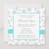Invitation Silver Snowflakes Turquoise Bow Bat mitzvah (Dos)