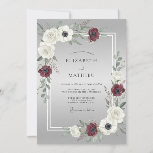Invitation Silver Sophisticated Winter Wedding (Devant)