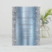 Invitation Silver Sparkle Diamonds Blue Retirement Party (Debout devant)