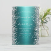 Invitation Silver Sparkle Diamonds Green Metallic Retirement  (Debout devant)