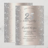 Invitation Silver Sparkle Diamonds ivoire 25e anniversaire fê (Devant / Derrière)