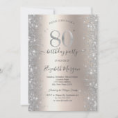 Invitation Silver Sparkle Diamonds ivoire 80e fête d'annivers (Devant)