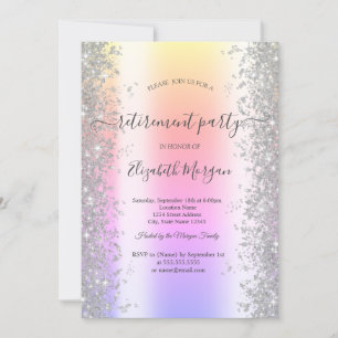 Invitation Silver Sparkle Diamonds Ombre Retraite Party