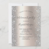 Invitation Silver Sparkle Diamonds Partie de retraite en ivoi (Devant)