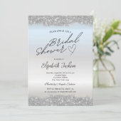 Invitation Silver Sparkle Glitter Bridal Shower (Debout devant)