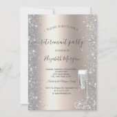 Invitation Silver Sparkle Prosecco Perles Ivoire Retraite (Devant)
