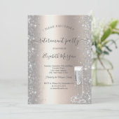 Invitation Silver Sparkle Prosecco Perles Ivoire Retraite (Debout devant)