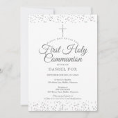 Invitation Silver Stardust Première Sainte Communion Photo (Devant)