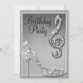 Invitation Silver Stiletto & Treble Clef Anniversaire (Devant)
