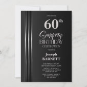 Invitation Silver Striped Black Grey 60th Surprise Birthday (Devant)