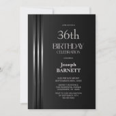 Invitation Silver Striped Black Grey Any Age Birthday Party (Devant)