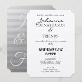 Invitation Silver Stripes drôle Personnalisé Nouvel An (Devant / Derrière)