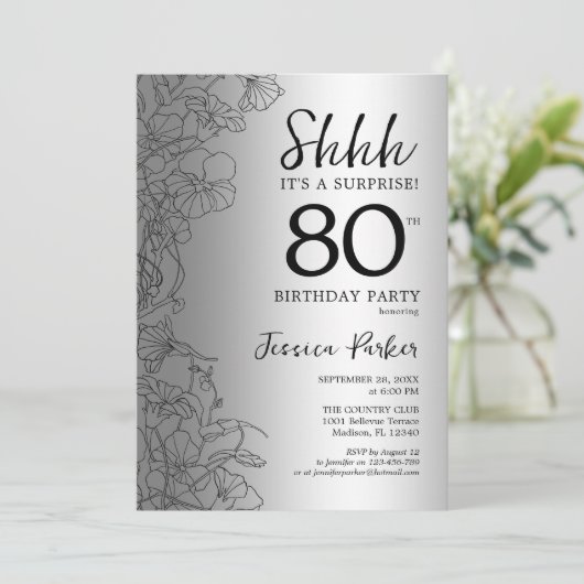 Invitation Silver Surprise 80e anniversaire (Debout devant)