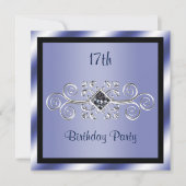 Invitation Silver Swirls & Diamond 17ème fête d'anniversaire (Devant)