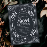 Invitation Silver Tarot Witchy Sweet 16 fête d'anniversaire<br><div class="desc">Design élégant et moderne inspiré d'une carte de tarot. Le design n'est pas un vrai papier peint. Vous pouvez customiser plus loin en cliquant sur le bouton "PERSONNALISER". Objets correspondants dans notre boutique pour un thème de fête complet.</div>