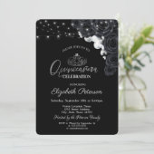 Invitation Silver Tiara, Lumières Black Roses Quinceañera (Debout devant)