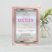 Invitation Silver Tiara, Rose Gold Parties scintillant Sweet  (Debout devant)