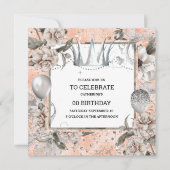 Invitation Silver tiara shabby chic pêche à parties scintilla (Devant)