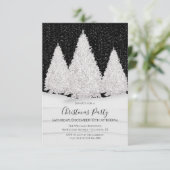 Invitation Silver Tree's Snowy Wintry scène de nuit Noël (Debout devant)