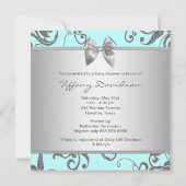 Invitation Silver Turquoise Blue Baby Girl Douche (Dos)