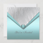 Invitation Silver Turquoise Blue Party (Devant)