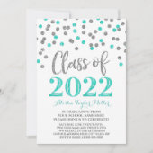 Invitation Silver Turquoise Confetti Graduation Party 2022 (Devant)