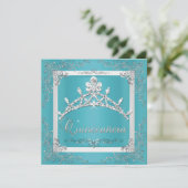 Invitation Silver Turquoise Tiara Quinceanera 15e anniversair (Debout devant)