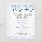 Invitation Silver Twinkle Twinkle Little Star Baby shower (Devant)