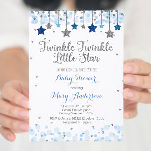 Invitation Silver Twinkle Twinkle Little Star Baby shower