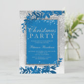 Invitation Silver typographie feuille neige élégante chic Noë (Debout devant)