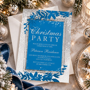 Invitation Silver typographie feuille neige élégante chic Noë