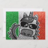 Invitation Silver Unicorn Parties scintillant Italie Drapeau (Dos)